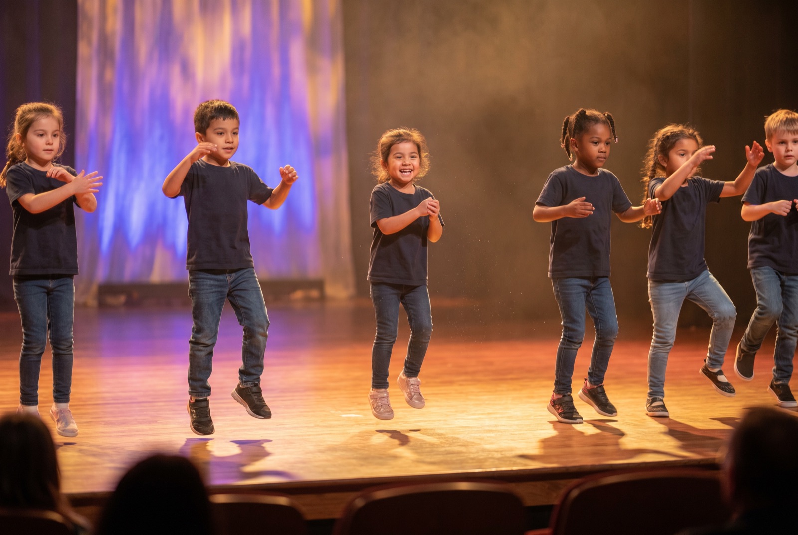 Kinder tanzen gemeinsam ihre Choreografie